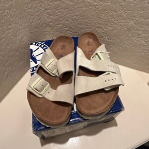 Birkenstock Women’s 11 Arizona Slide Sandals Faded Lime Suede Leather Hippie NWT